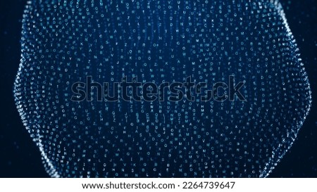 Chatbot Chat concept with Artificial Intelligence. Looped distortion waves sphere of alphabet particles. Abstract technology, artificial intelligence by enter command prompt for generates something. 