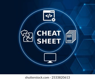 Cheat sheet concept. A piece of paper bearing written notes intended to aid one's memory, typically one used surreptitiously in an examination.