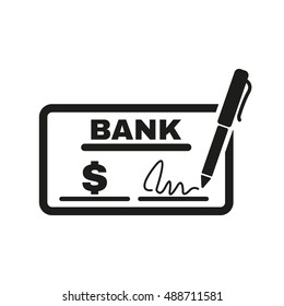 The Check Icon. Checkbook And Cheque, Pay, Payment, Paying Symbol. Flat  Illustration