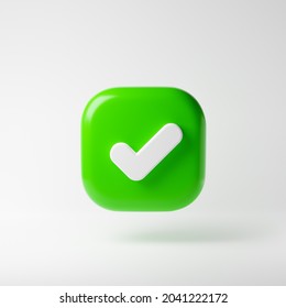 Check mark icon isolated over white background. 3D rendering.