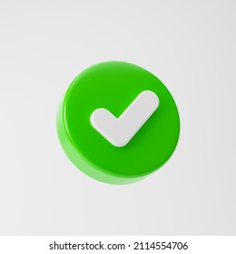 Check mark icon isolated over white background. 3d rendering.