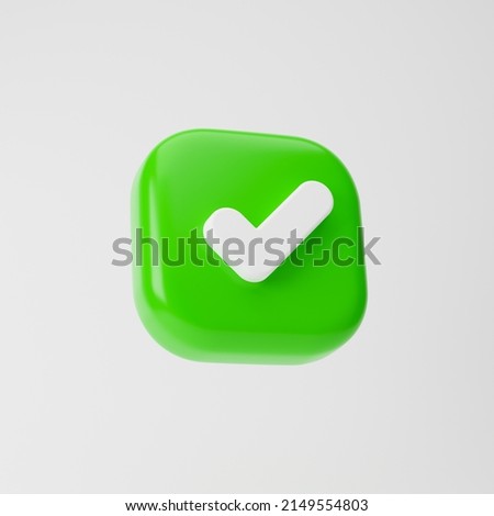 Check mark icon isolated over white background. 3D rendering.