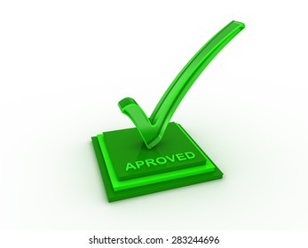 Check  mark icon on rectangles with APROVED word