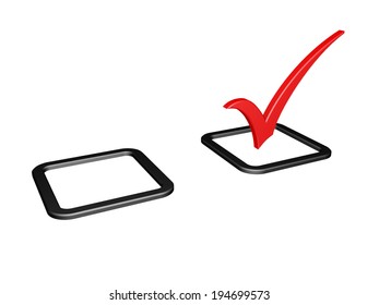 Check mark on a vote, isolated over white