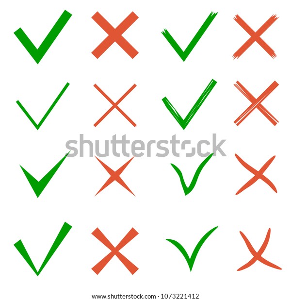 Check Mark Set Yes No Symbols Stock Illustration 1073221412