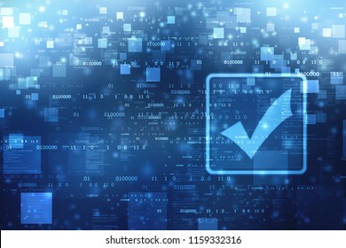 Check Mark Symbol In Digital Background,  Technology Abstract Background