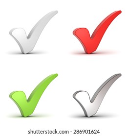 Check Marks Or 3d Ticks Isolated Over White Background