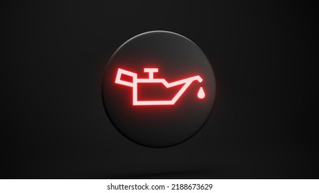 Check Motor Oil Level On Dark Background Illustration. Car Oil Level Red Light Glowing Sign. Engine Oil Pressure Control Icon Creative Concept.
