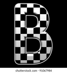 checkered ABC, letter B isolated on black background