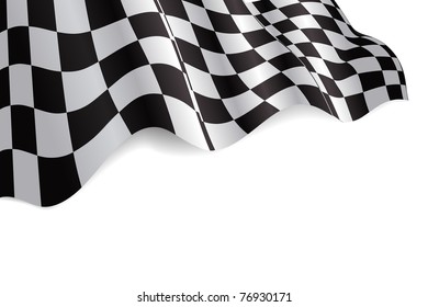 Checkered black and white flag background illustration with shadow