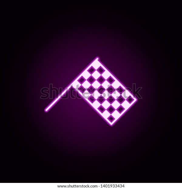checkered\
flag neon icon. Elements of auto workshop set. Simple icon for\
websites, web design, mobile app, info\
graphics