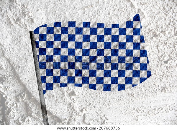 checkered\
flag  on Cement wall texture background\
design