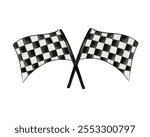 Checkered flag watercolor drawing Isolated on a white background.