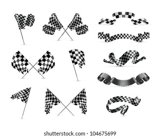 Checkered flags set, bitmap copy - Powered by Shutterstock