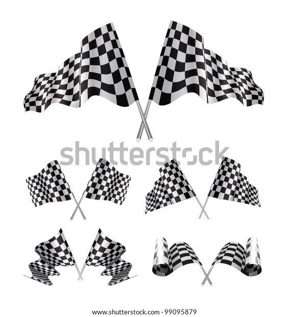 Checkered Flags Set Illustration On White Stock Illustration 99095879 ...