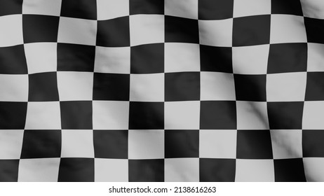 Checkered Racing Flag.  Start Race Waving Flag. Sports Concept. 3D Render.