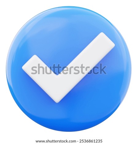 Checklist checkmark tick icon button ellipse shape 3d render illustration isolated on transparent background