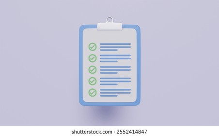 Checklist with Document report, checklist note, digital pictogram for web application, clipboard with tasks, Paper page with information