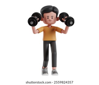 A cheerful cartoon figure engages in a workout, showcasing the importance of staying fit and maintaining a healthy lifestyle. - Powered by Shutterstock