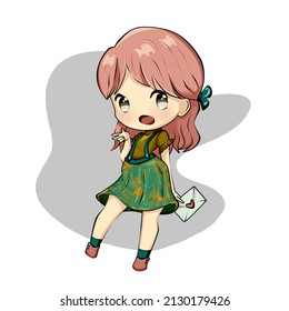 Cheerful Cute Anime Chibi Girl