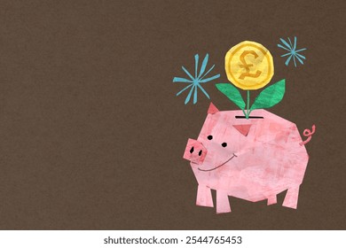 A cheerful pink piggy bank background with a coin and plant symbolizes savings and financial growth. This piggy bank represents financial literacy and encourages saving money for future goals. - Powered by Shutterstock