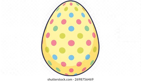 A cheerful yellow Easter egg adorned with an array of colorful polka dots, perfect for spring and holiday themes.