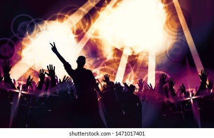Cheering crowd at the concert