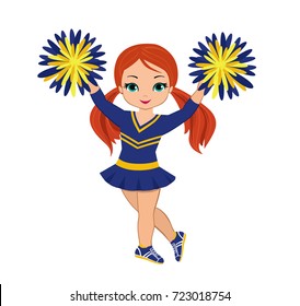 Cheerleader Blue Yellow Uniform Pom Poms Stock Illustration 723018757