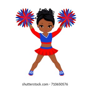 Cheerleader Red Blue Uniform Pom Poms Stock Illustration 710650576 ...