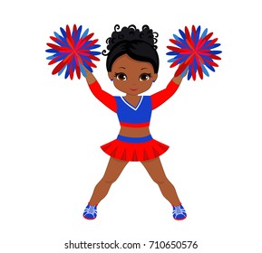 Cheerleader Red Blue Uniform Pom Poms Stock Illustration 710650576 