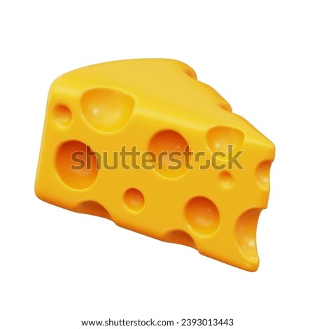 Cheese 3D Icon Rendering Isolated White Background