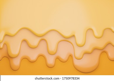 Cheese creamy liquid drips.,cheese melt on yellow background.,3d model and illustration.