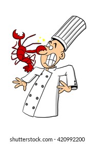 Chef being attacked by lobster