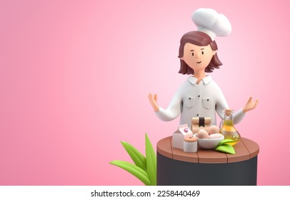 Chef with Cooking Ingredients. 3D Illustration - Powered by Shutterstock