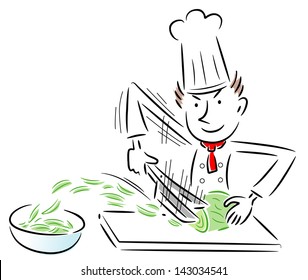 Chef cutting cabbage