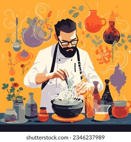 a chef experimenting with different recipes