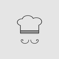 Chef Icon Flat. Simple Black Pictogram On Grey Background. Illustration Symbol