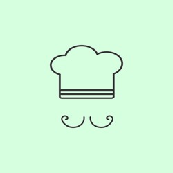 Chef Icon Flat. Simple Grey Symbol On Green Background