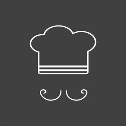Chef Icon Flat. White Symbol Illustration Isolated On Grey Background