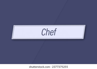 Chef. Profession, work, job title in blue letters on a banner and blue background - Powered by Shutterstock