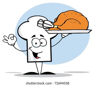 Chefs Hat Character Holder Plate With Turkey - Powered by Shutterstock