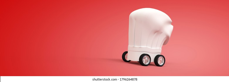 chef's hat with wheels, home meal delivery 3D rendering - Powered by Shutterstock