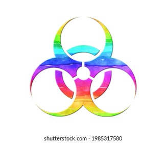 Chemical Biological Toxin Symbol, LGBT Gay Pride Rainbow Flag Icon Logo 3d Illustration