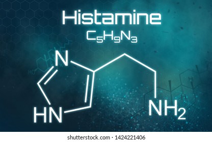 Chemical Formula Histamine On Futuristic Background Stock Illustration ...