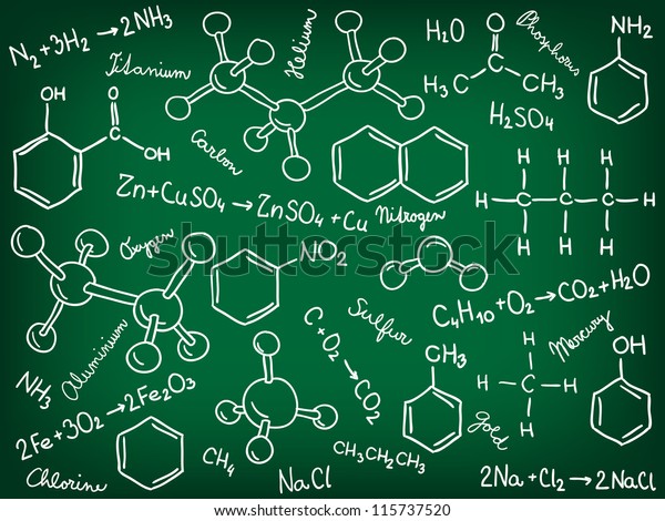 Chemistry Background Molecule Models Formulas Handdrawn Stock ...