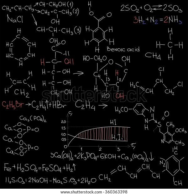 Chemistry Formulas On Black Blackboard Stock Illustration 360363398 ...