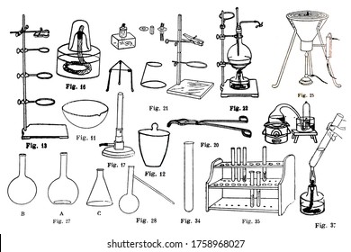 Chemistry Instruments Illustrations Old Spanish Chemistry Stock ...