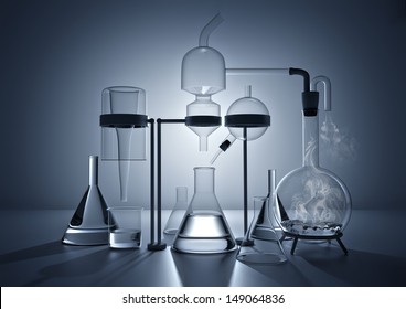 The Chemistry Lab. Various Glass Chemistry Lab Equipment