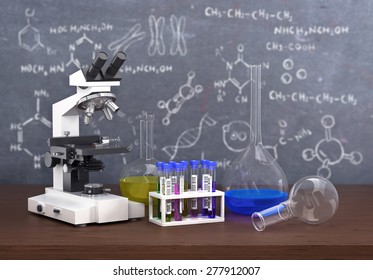 Chemistry laboratory concept. Laboratory chemical test tubes and