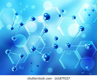 Chemistry Science Formula And Molecules Background.